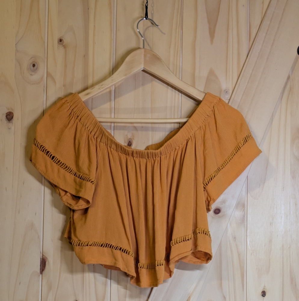Mustard Flutter Bohemian Sleeveless Crop Top